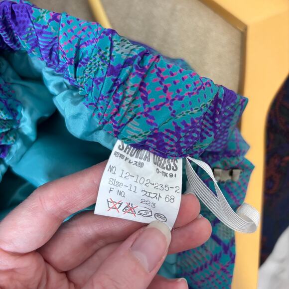 Vtg 11 Shona Dress 80s Plaid 2 Pc Set Blouse Skirt Jewel Tone | Bright Winter - Picture 12 of 16